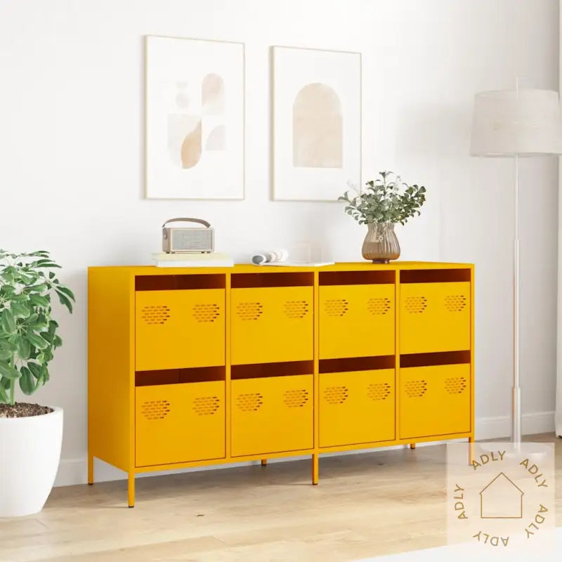 Skjenk Sennepsgul 135X39X73,5 Cm Kaldvalset Stål