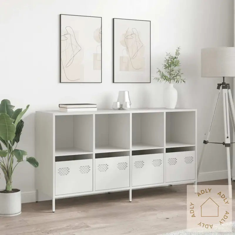 Skjenk Hvit 135X39X73,5 Cm Kaldvalset Stål
