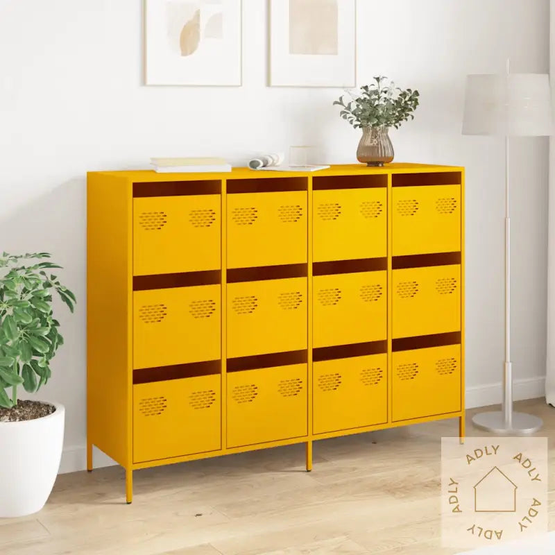 Skjenk Sennepsgul 135X39X103,5 Cm Kaldvalset Stål