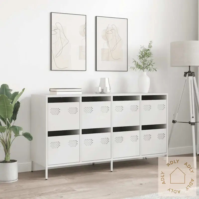 Skjenk Hvit 135X39X73,5 Cm Kaldvalset Stål
