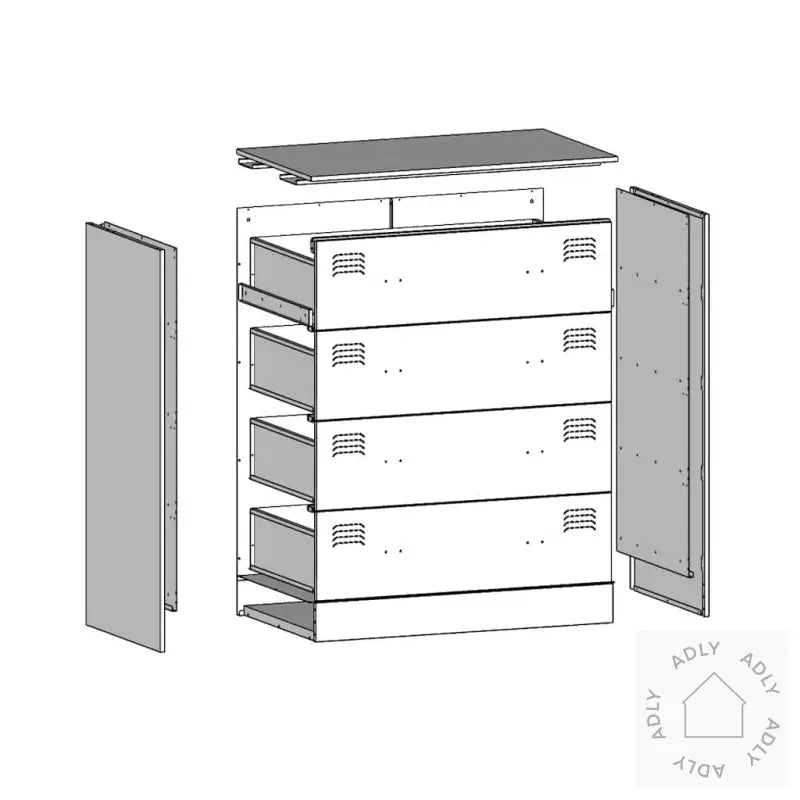 Skjenk Sennepsgul 67X39X83 Cm Stål