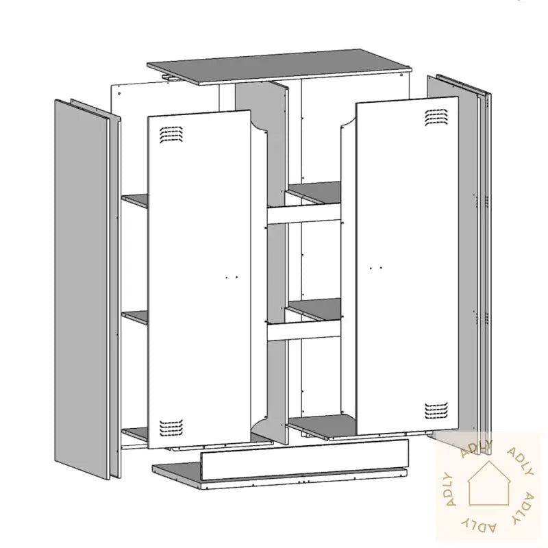 Skjenk Antrasitt 67X39X107 Cm Stål