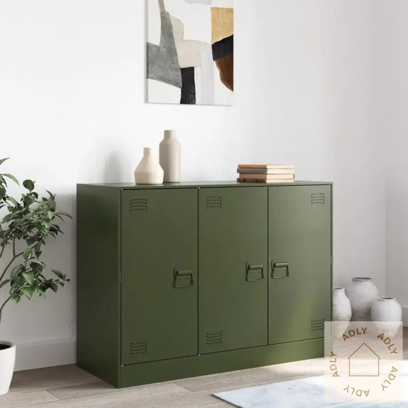 Skjenk Olivengrønn 99X39X73 Cm Stål