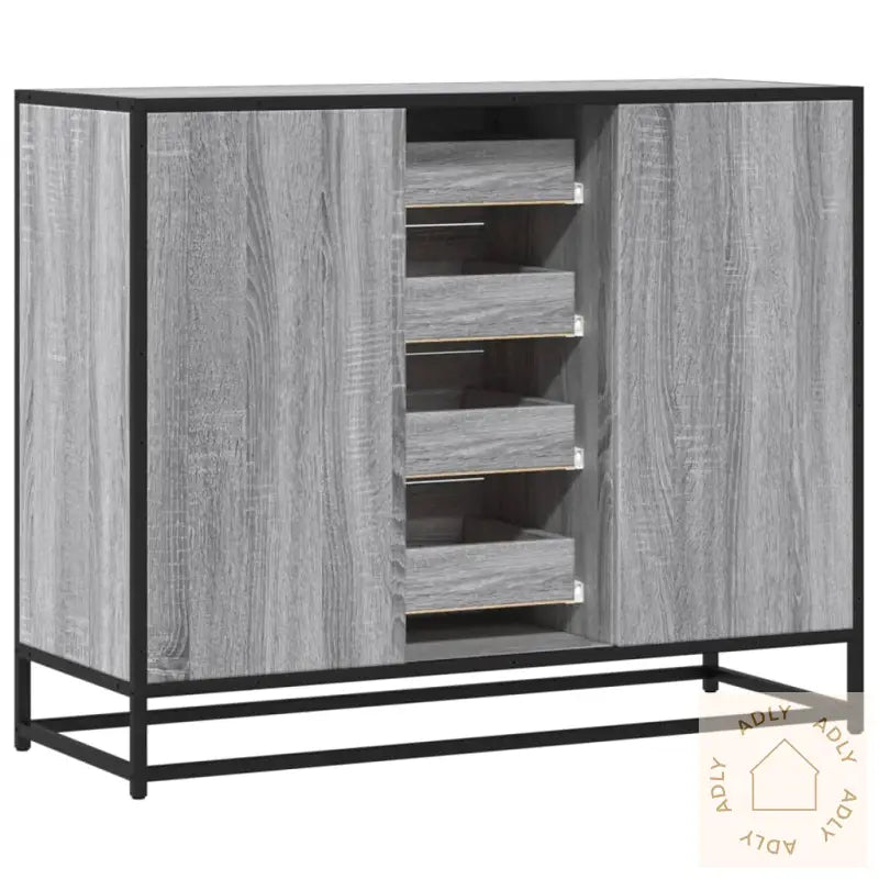 Skjenk Grå Sonoma Eik 92X35X76 Cm Konstruert Tre