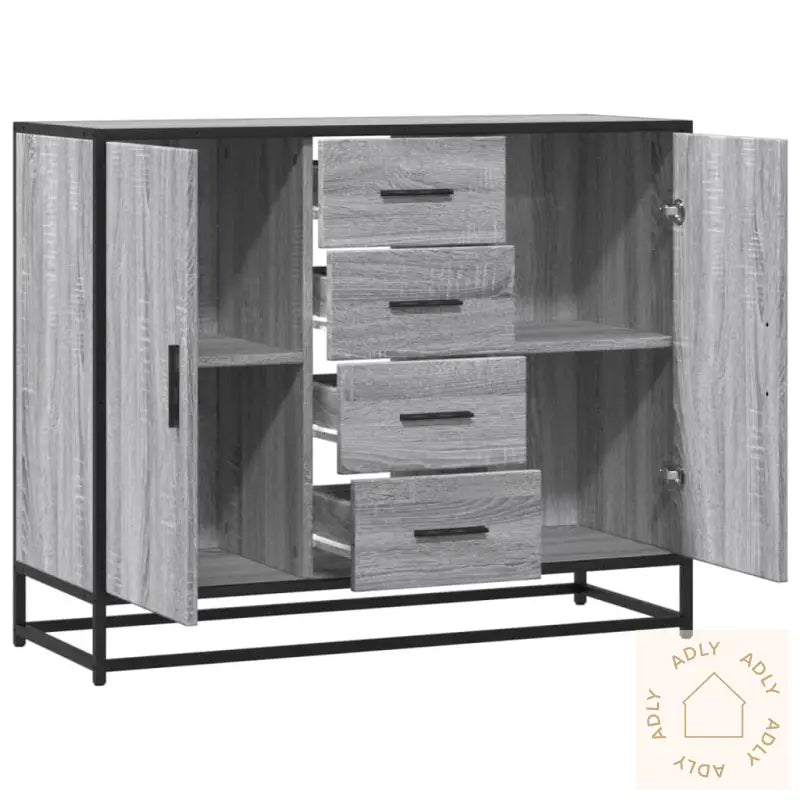 Skjenk Grå Sonoma Eik 92X35X76 Cm Konstruert Tre