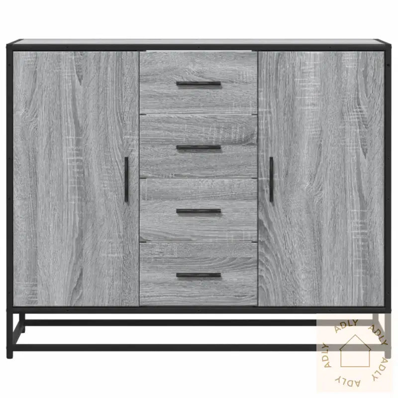 Skjenk Grå Sonoma Eik 92X35X76 Cm Konstruert Tre