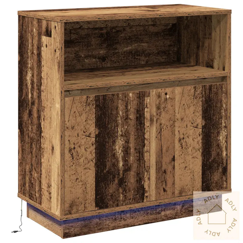 Sideboard Med Led Gamle Treverk 71X34,5X75 Cm Ingeniørtre