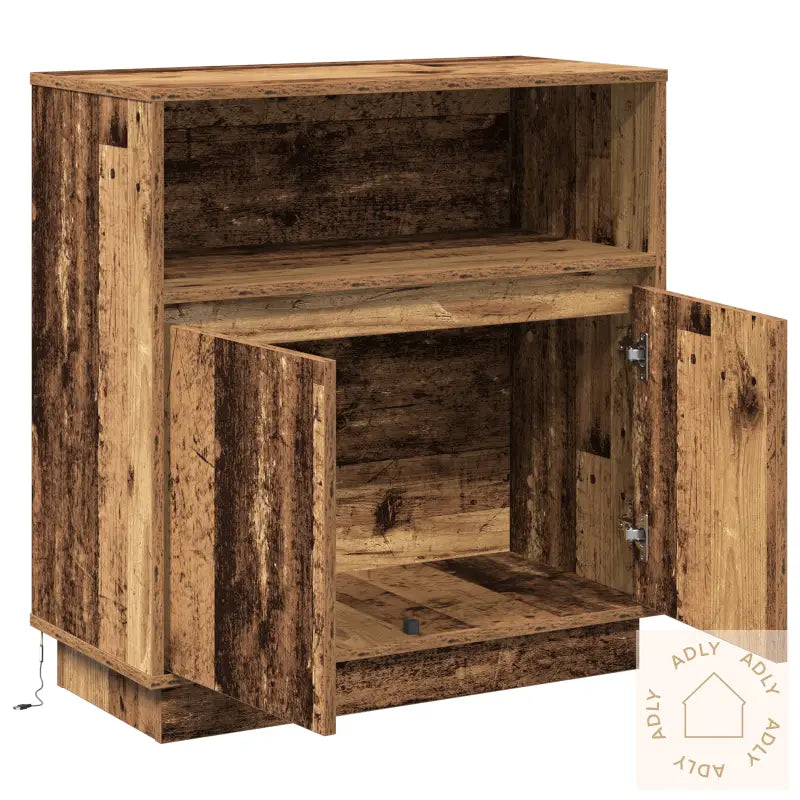 Sideboard Med Led Gamle Treverk 71X34,5X75 Cm Ingeniørtre