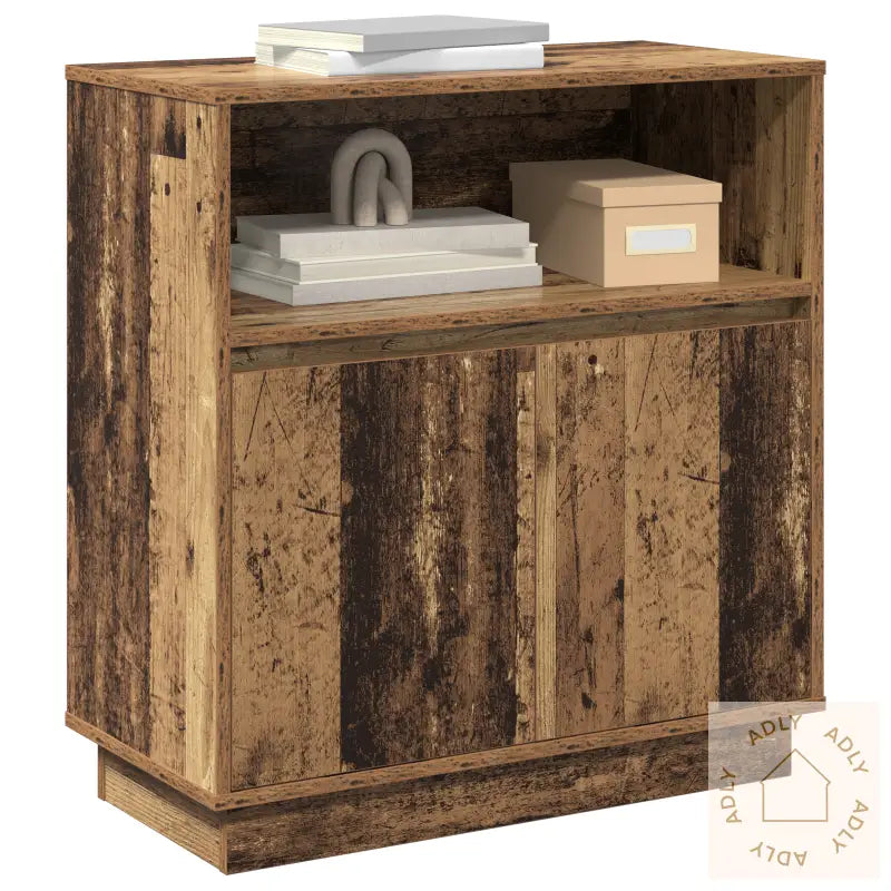 Sideboard Med Led Gamle Treverk 71X34,5X75 Cm Ingeniørtre