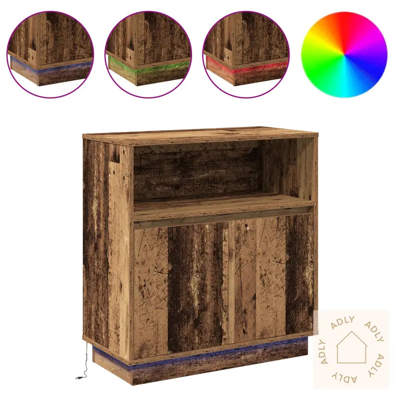 Sideboard Med Led Gamle Treverk 71X34,5X75 Cm Ingeniørtre