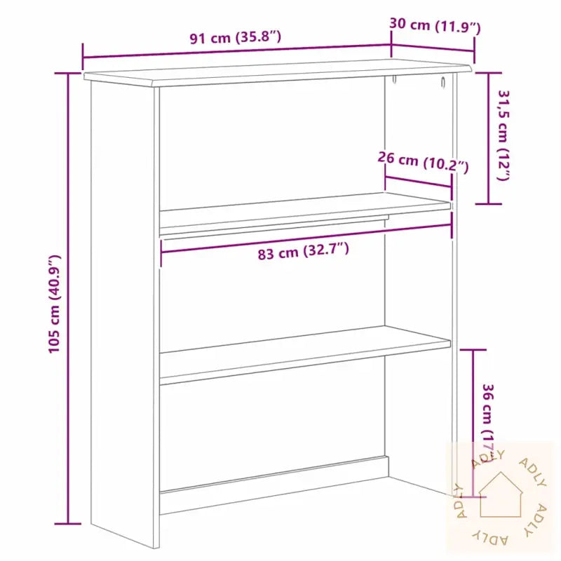 Hutch 'Askim'91X30X104 Cm Solid Wood Pine