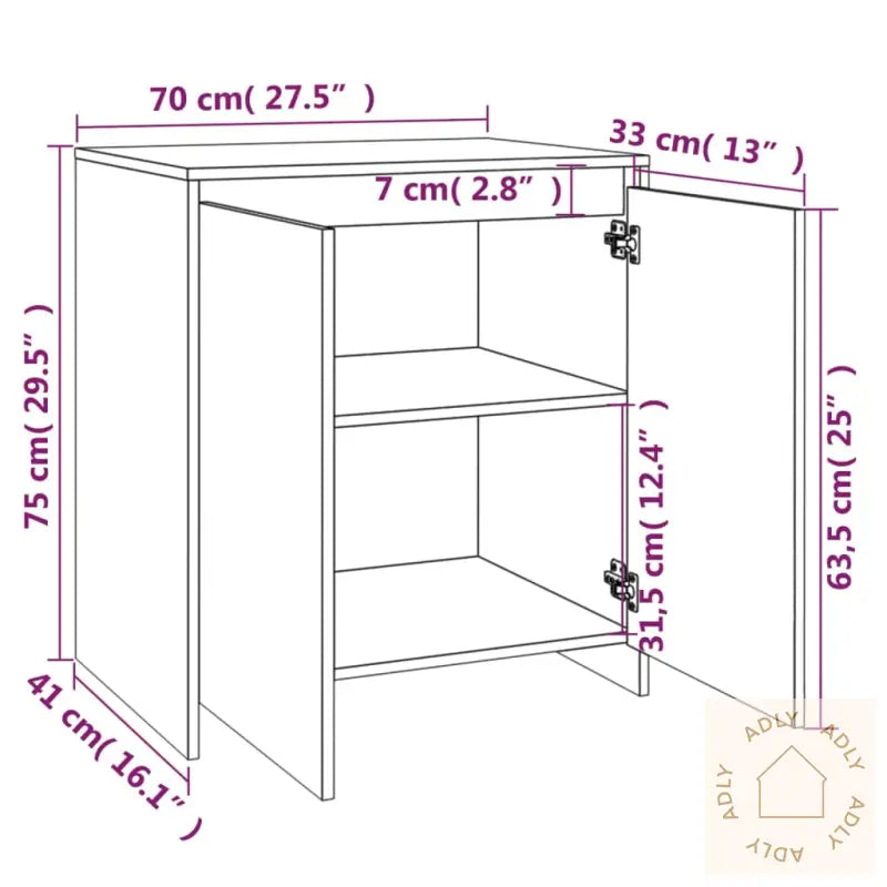 Skjenk Røkt Eik 70X41X75 Cm Konstruert Tre
