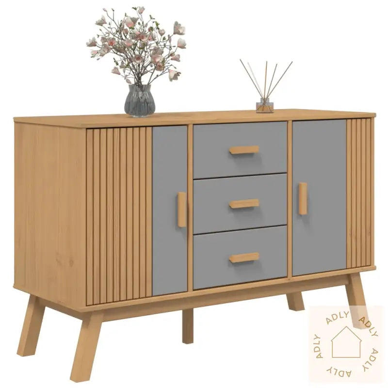 Skjenk Olden Grå Og Brun 114X43X73,5 Cm Heltre Furu