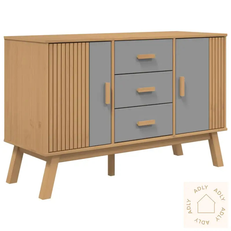 Skjenk Olden Grå Og Brun 114X43X73,5 Cm Heltre Furu