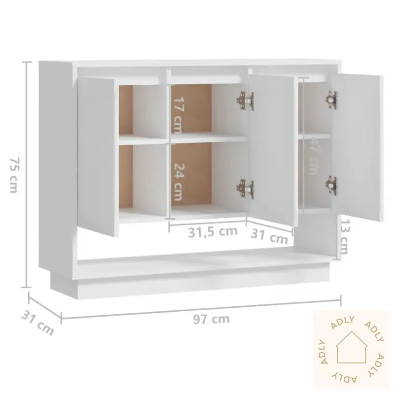 Skjenk Hvit 97X31X75 Cm Konstruert Tre