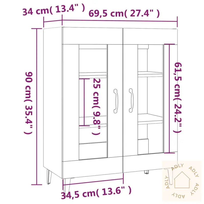 Skjenk Røkt Eik 69,5X34X90 Cm Konstruert Tre