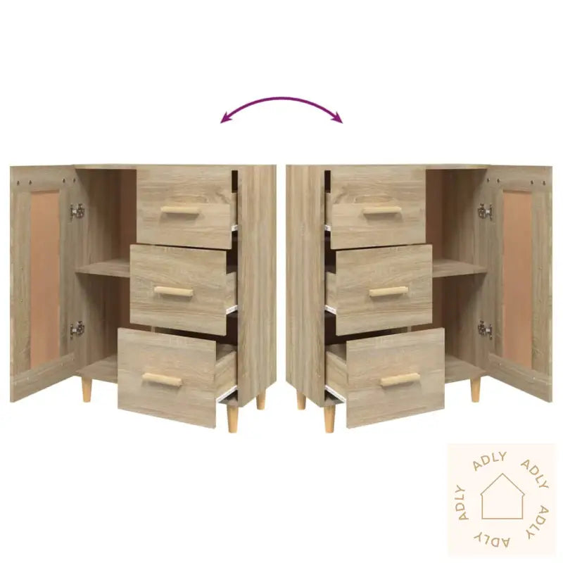 Skjenk Sonoma Eik 69,5X34X90 Cm Konstruert Tre