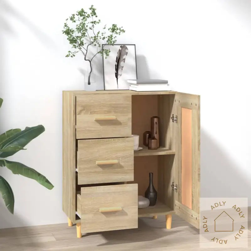 Skjenk Sonoma Eik 69,5X34X90 Cm Konstruert Tre