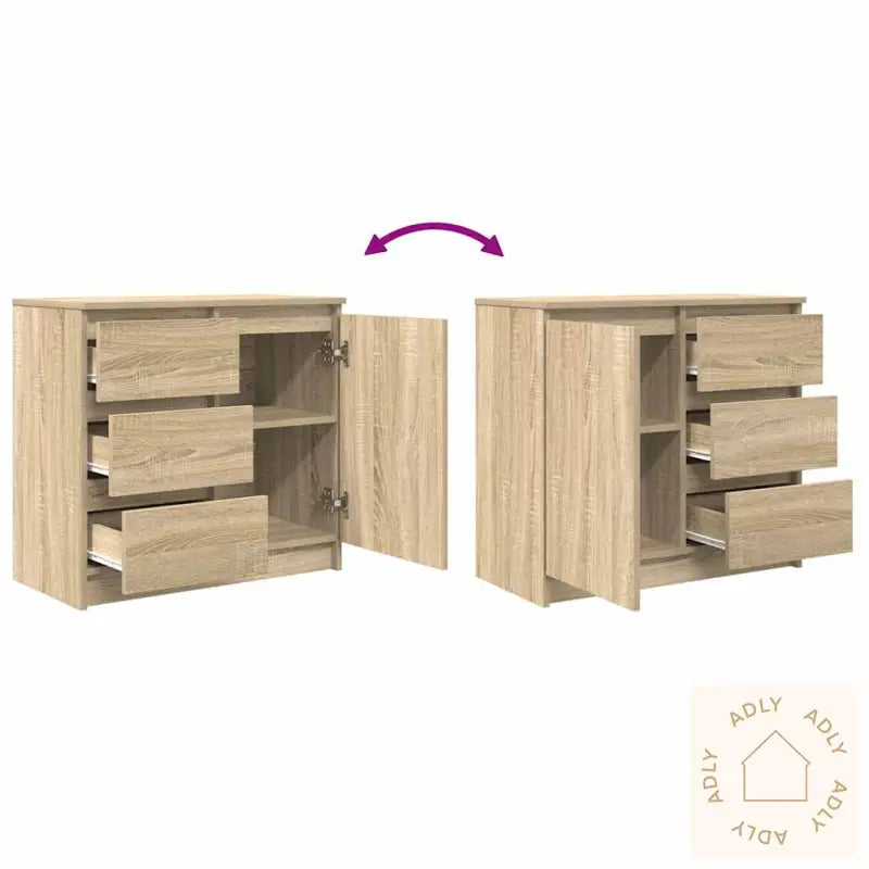 Skjenk Med Skuff Sonoma Eik 71X35X65 Cm Konstruert Tre