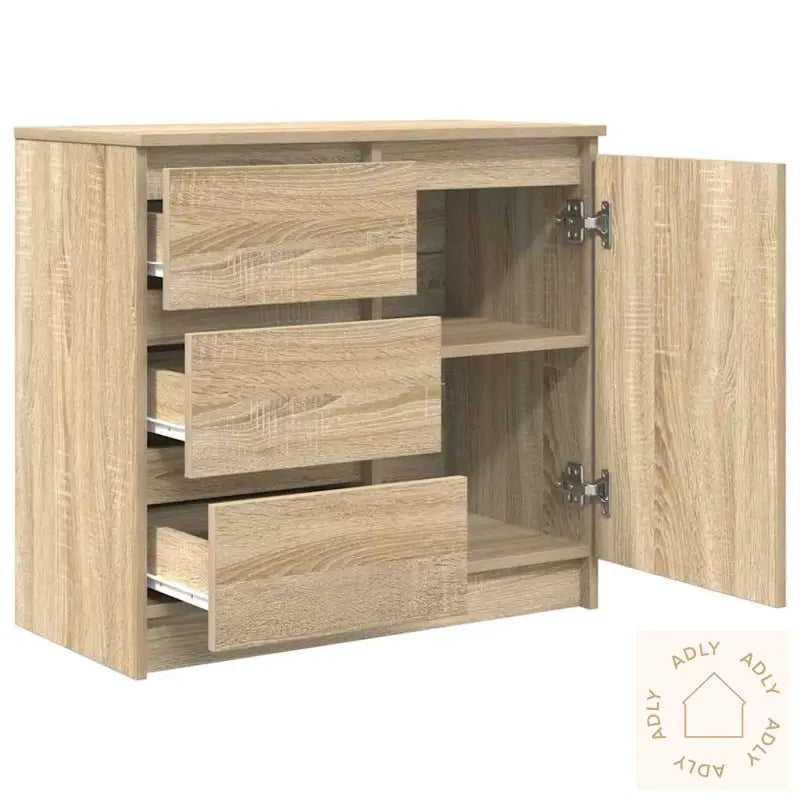 Skjenk Med Skuff Sonoma Eik 71X35X65 Cm Konstruert Tre