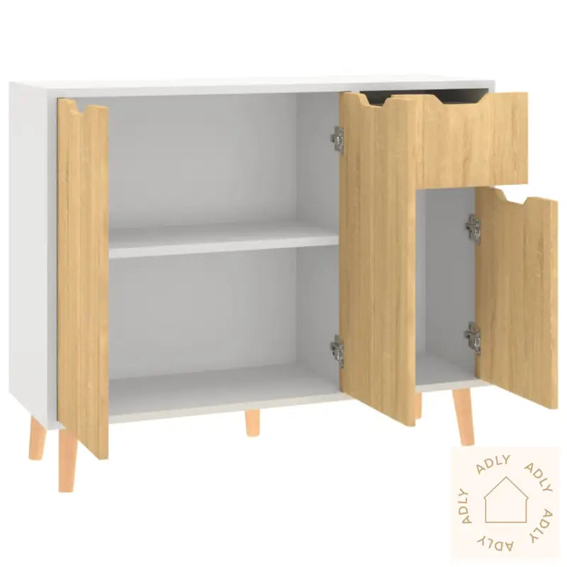 Skjenk Hvit Og Sonoma Eik 90X30X72 Cm Konstruert Tre
