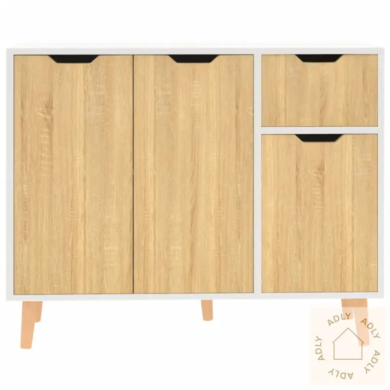 Skjenk Hvit Og Sonoma Eik 90X30X72 Cm Konstruert Tre
