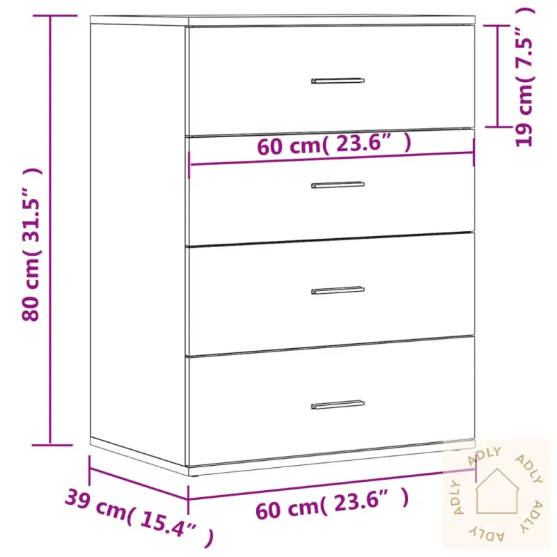 Skjenk Sonoma Eik 60X39X80 Cm Konstruert Tre