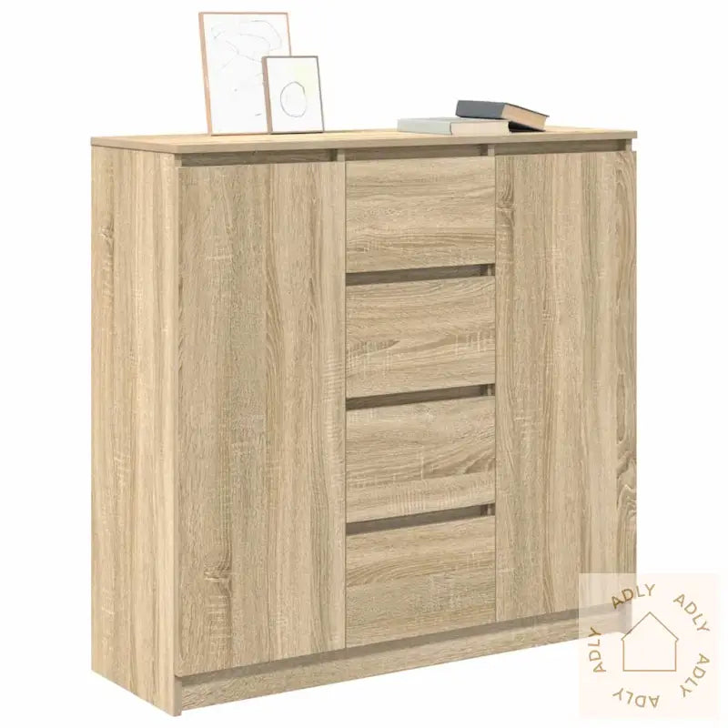 Skjenk Med Skuffer Sonoma Eik 100,5X35X98,5 Cm Konstruert Tre