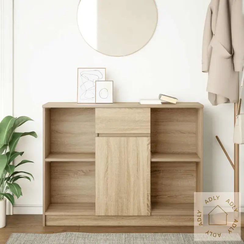 Skjenk Med Skuff Sonoma Eik 101X35X76 Cm Konstruert Tre