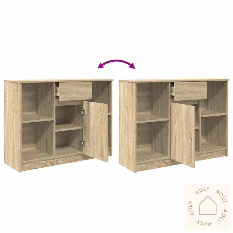 Skjenk Med Skuff Sonoma Eik 101X35X76 Cm Konstruert Tre