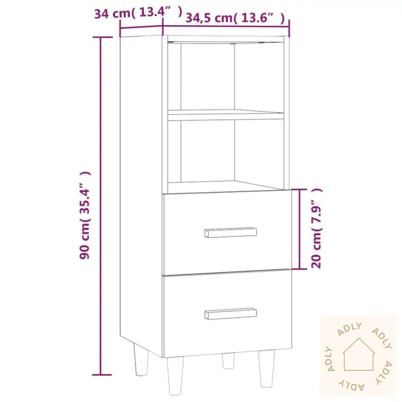 Skjenk Sonoma Eik 34,5X34X90 Cm Konstruert Tre