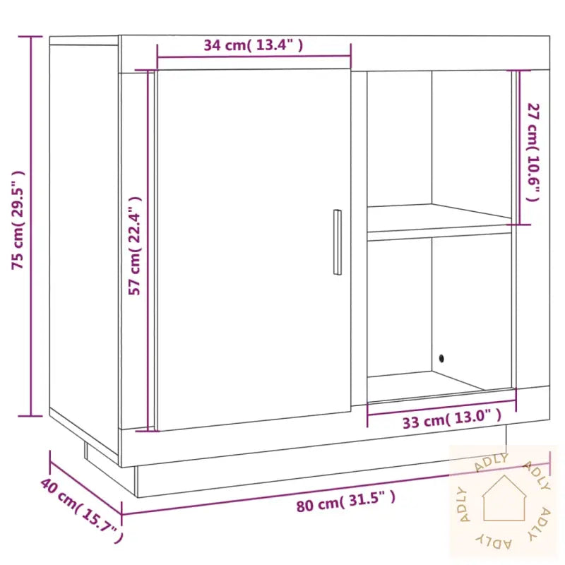 Skjenk Sonoma Eik 80X40X75 Cm