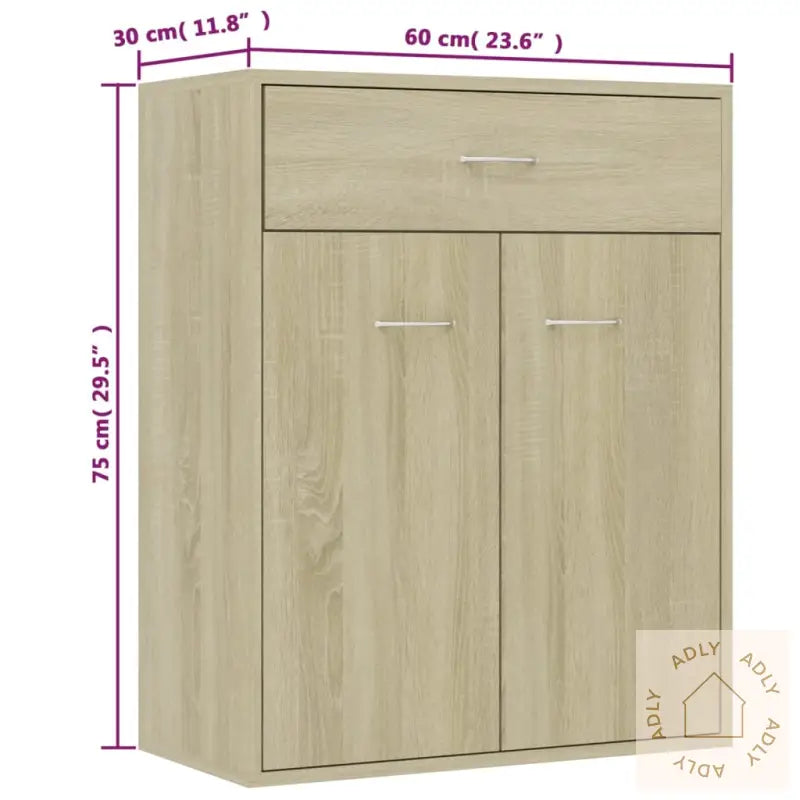 Skjenk Sonoma Eik 60X30X75 Cm Konstruert Tre