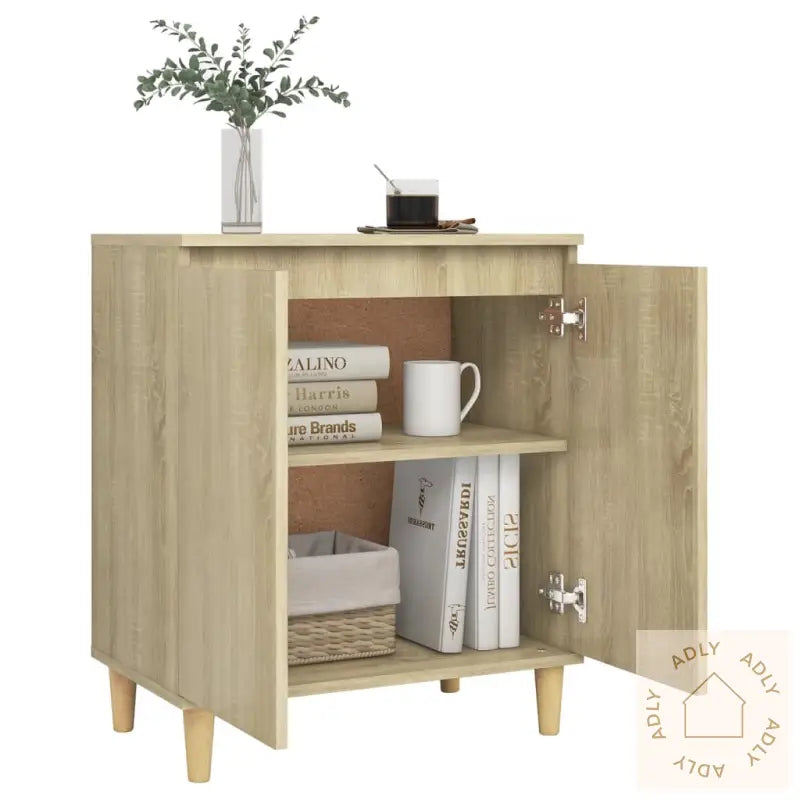 Skjenk Med Ben I Heltre Sonoma Eik 60X35X70 Cm Konstruert Tre