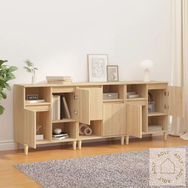 Skjenker 3 Stk Sonoma Eik 60X35X70 Cm Konstruert Tre