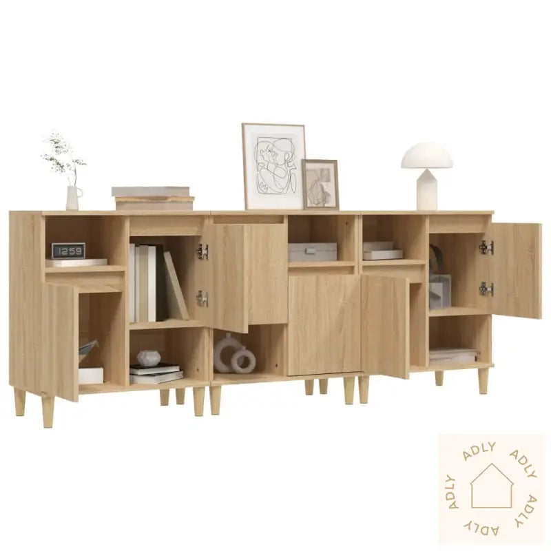 Skjenker 3 Stk Sonoma Eik 60X35X70 Cm Konstruert Tre