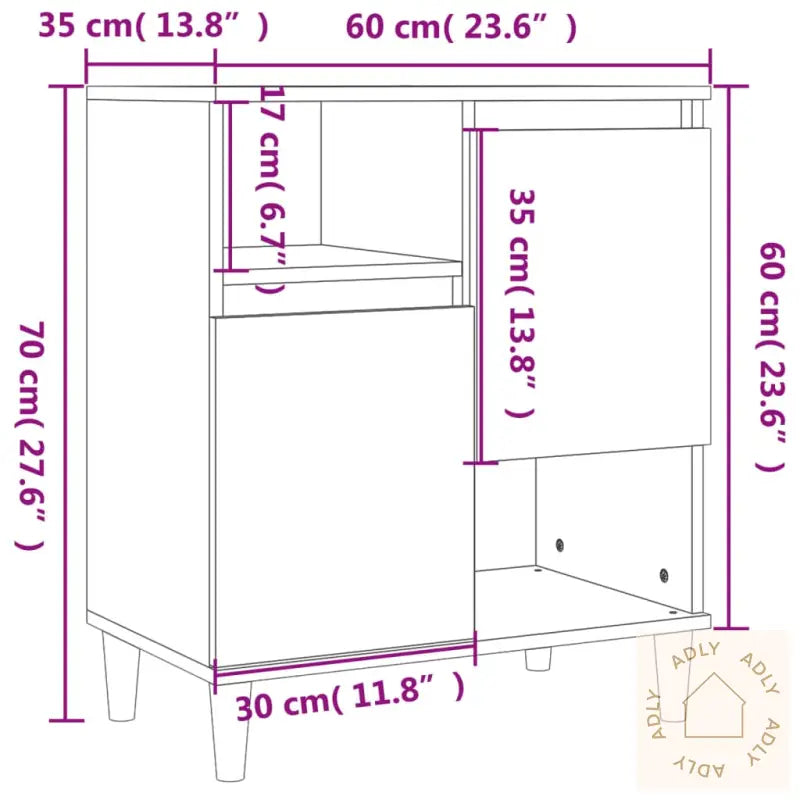 Skjenker 2 Stk Sonoma Eik 60X35X70 Cm Konstruert Tre