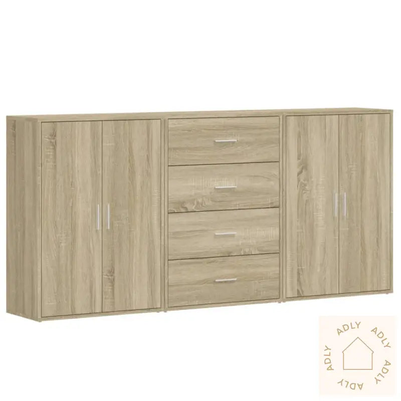 Skjenker 3 Stk Sonoma Eik 60X31X84 Cm Konstruert Tre
