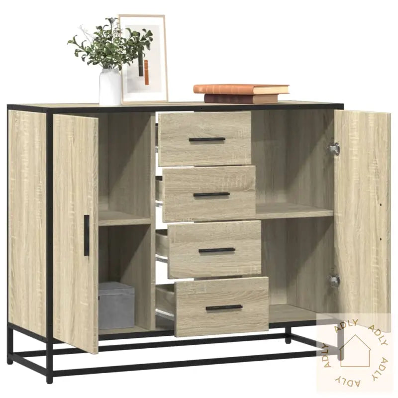 Skjenk Sonoma Eik 92X35X76 Cm Konstruert Tre