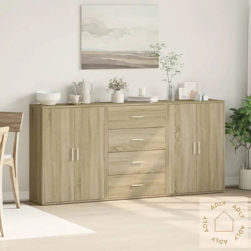 Skjenker 3 Stk Sonoma Eik 60X31X84 Cm Konstruert Tre
