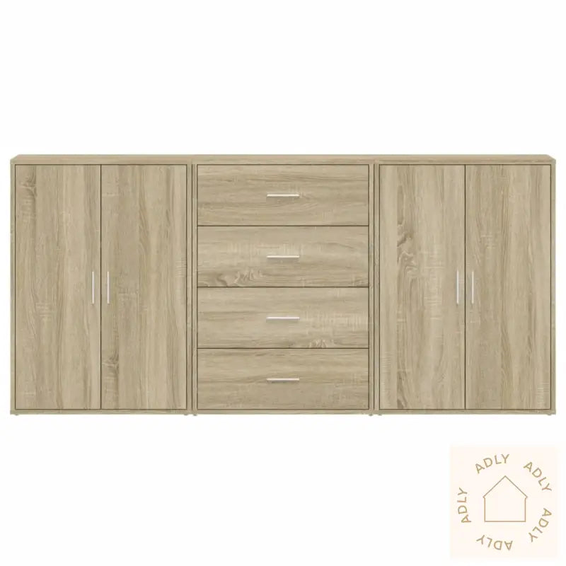Skjenker 3 Stk Sonoma Eik 60X31X84 Cm Konstruert Tre