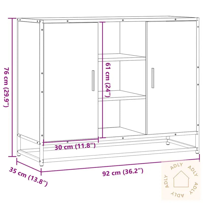 Skjenk Sonoma Eik 92X35X76 Cm Konstruert Tre