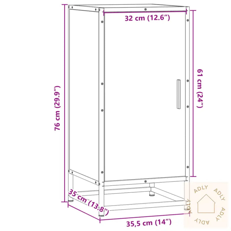 Skjenk Sonoma Eik 35,5X35X76 Cm Konstruert Tre Og Metall