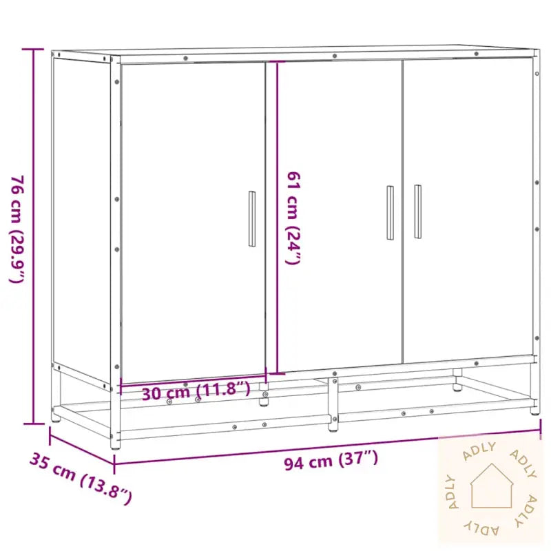 Skjenk Sonoma Eik 94X35X76 Cm Konstruert Tre