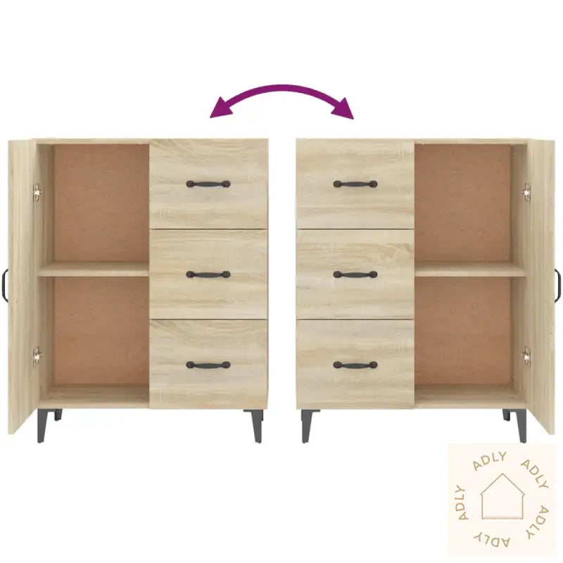 Skjenk Sonoma Eik 69,5X34X90 Cm Konstruert Tre