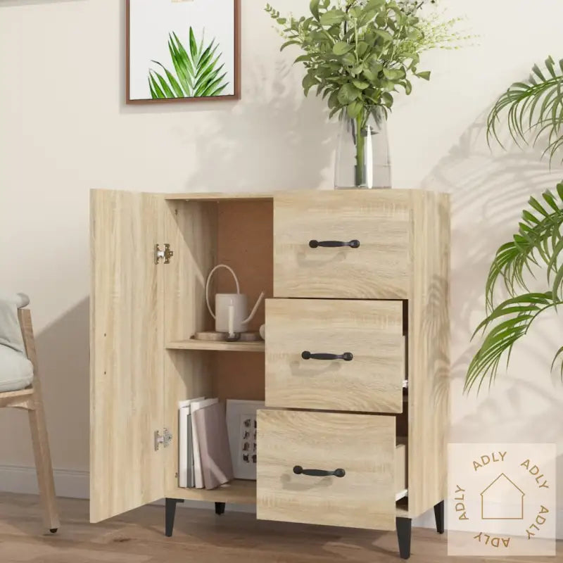 Skjenk Sonoma Eik 69,5X34X90 Cm Konstruert Tre