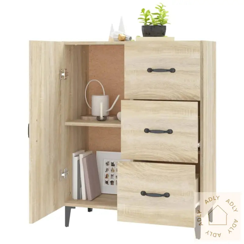 Skjenk Sonoma Eik 69,5X34X90 Cm Konstruert Tre