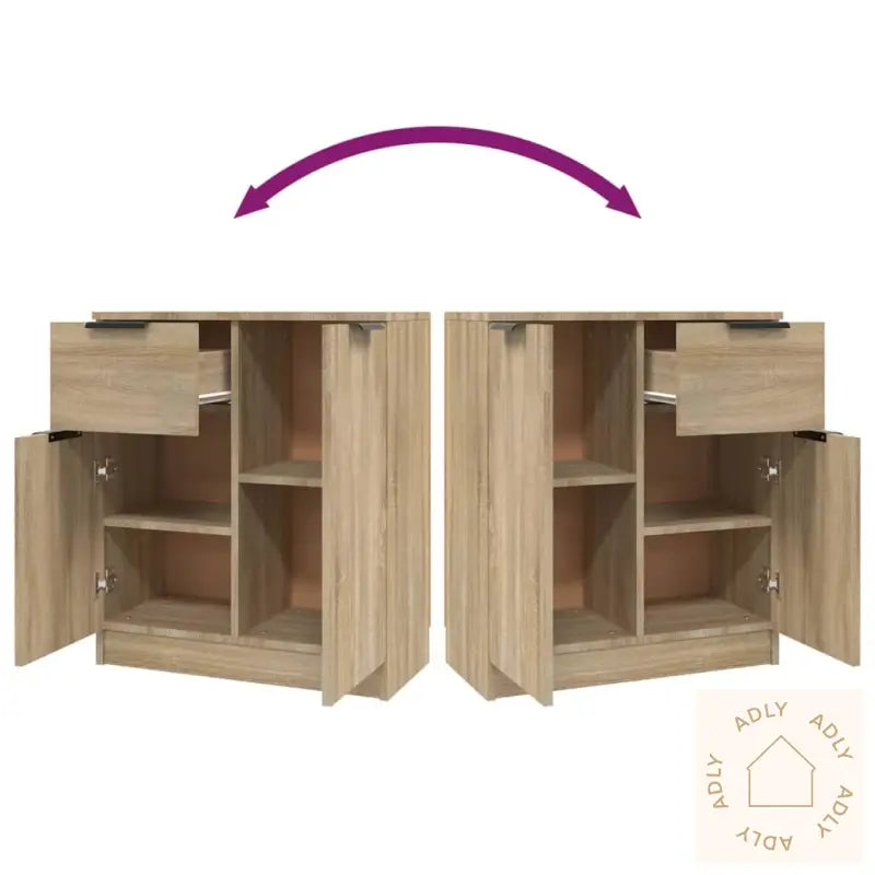 Skjenker 2 Stk Sonoma Eik 60X30X70 Cm Konstruert Tre