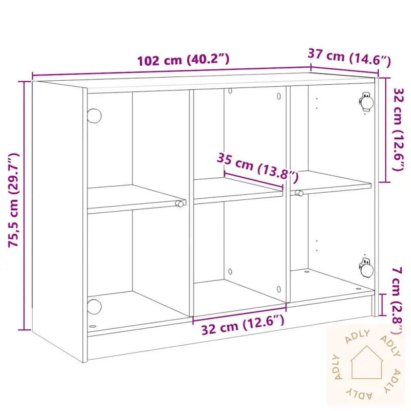 Skjenk Sonoma Eik 102X37X75,5 Cm Konstruert Tre