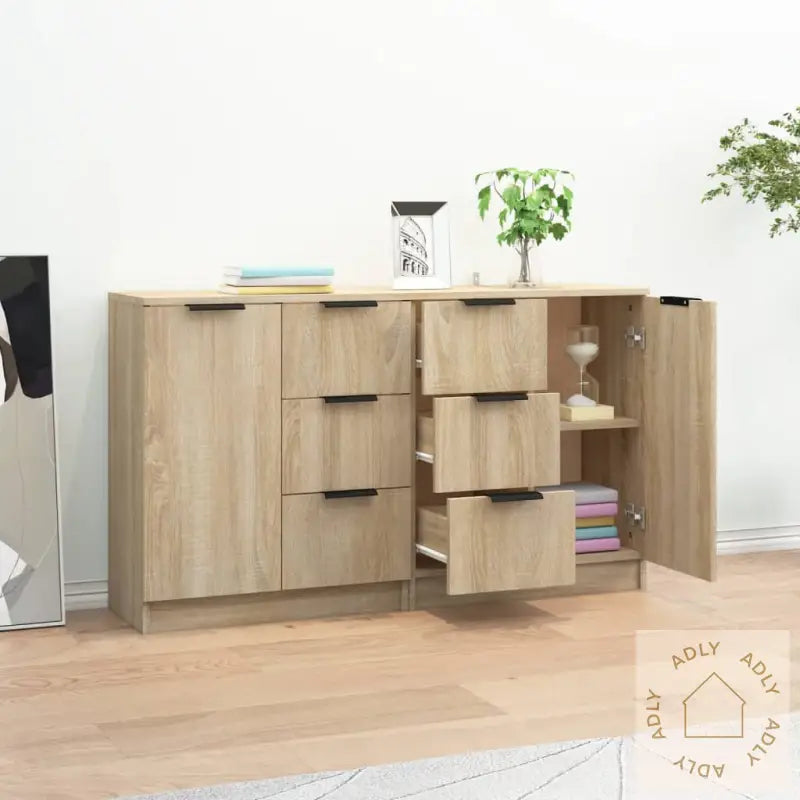 Skjenker 2 Stk Sonoma Eik 60X30X70 Cm Konstruert Tre
